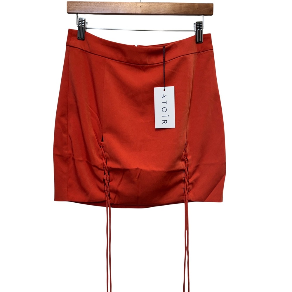 Atoir Womens Citrus Skirt Size 6 Melon Orange Lace Up Mini Skirt Contemporary